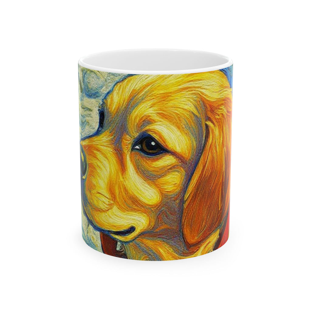 Golden Retriever Art Mug — Van Gogh Style Dog Ceramic Coffee Cup (11oz & 15oz)