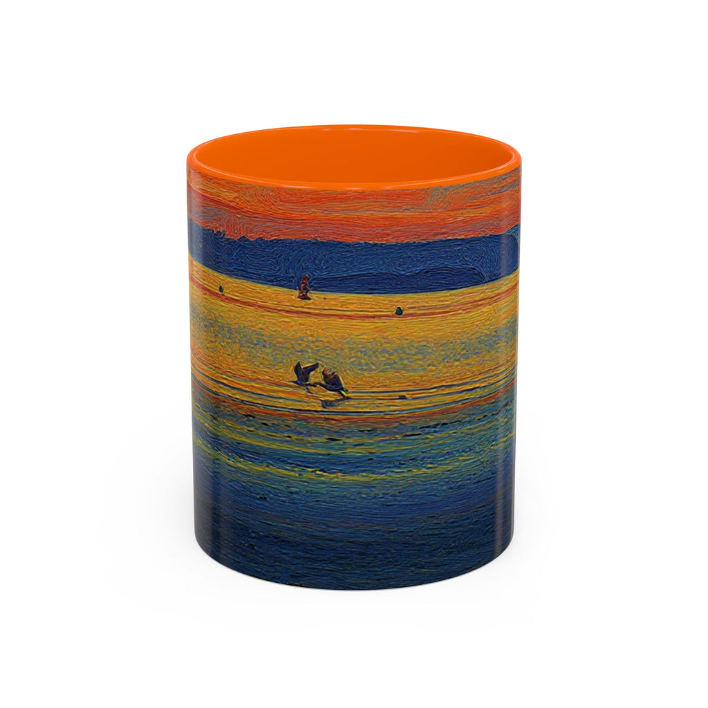 Sunset Harbor Accent Coffee Mug — Ocean Sunset Art