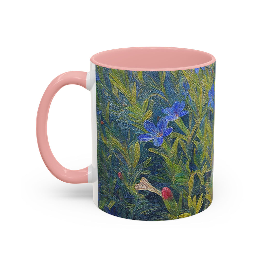 Floral Art Accent Coffee Mug — Blue Wildflower Garden Design (11/15oz)