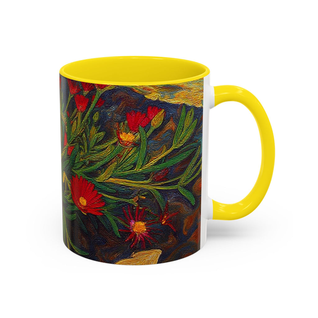 Floral Red Portulaca Accent Coffee Mug (11/15oz)