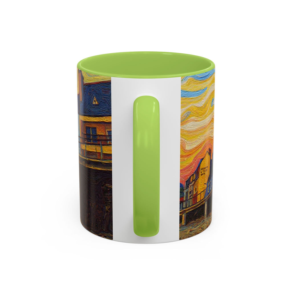 Harbor Pier Sunset Accent Coffee Mug — Scenic Seaside 11/15oz Ceramic