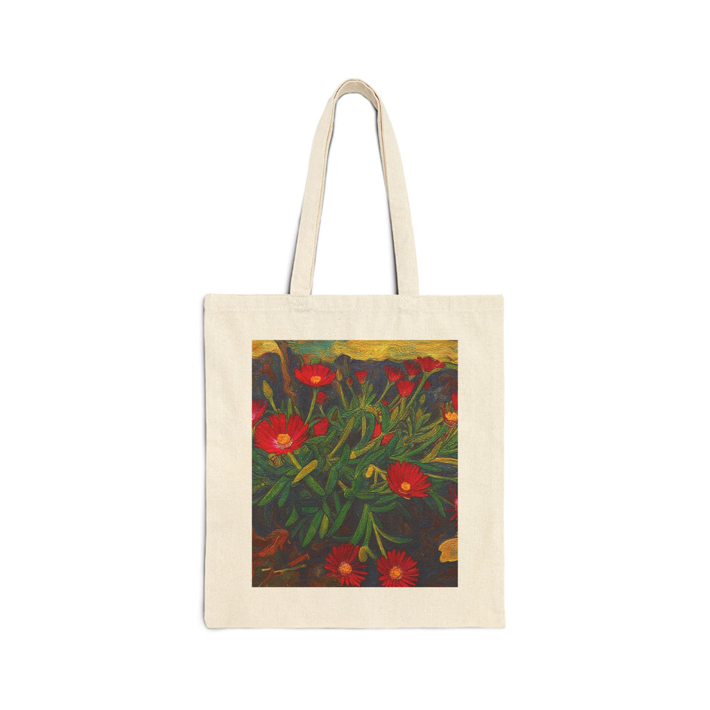 Canvas Tote Bag — 'Little Mosaik Art' Floral Print Cotton Shopper