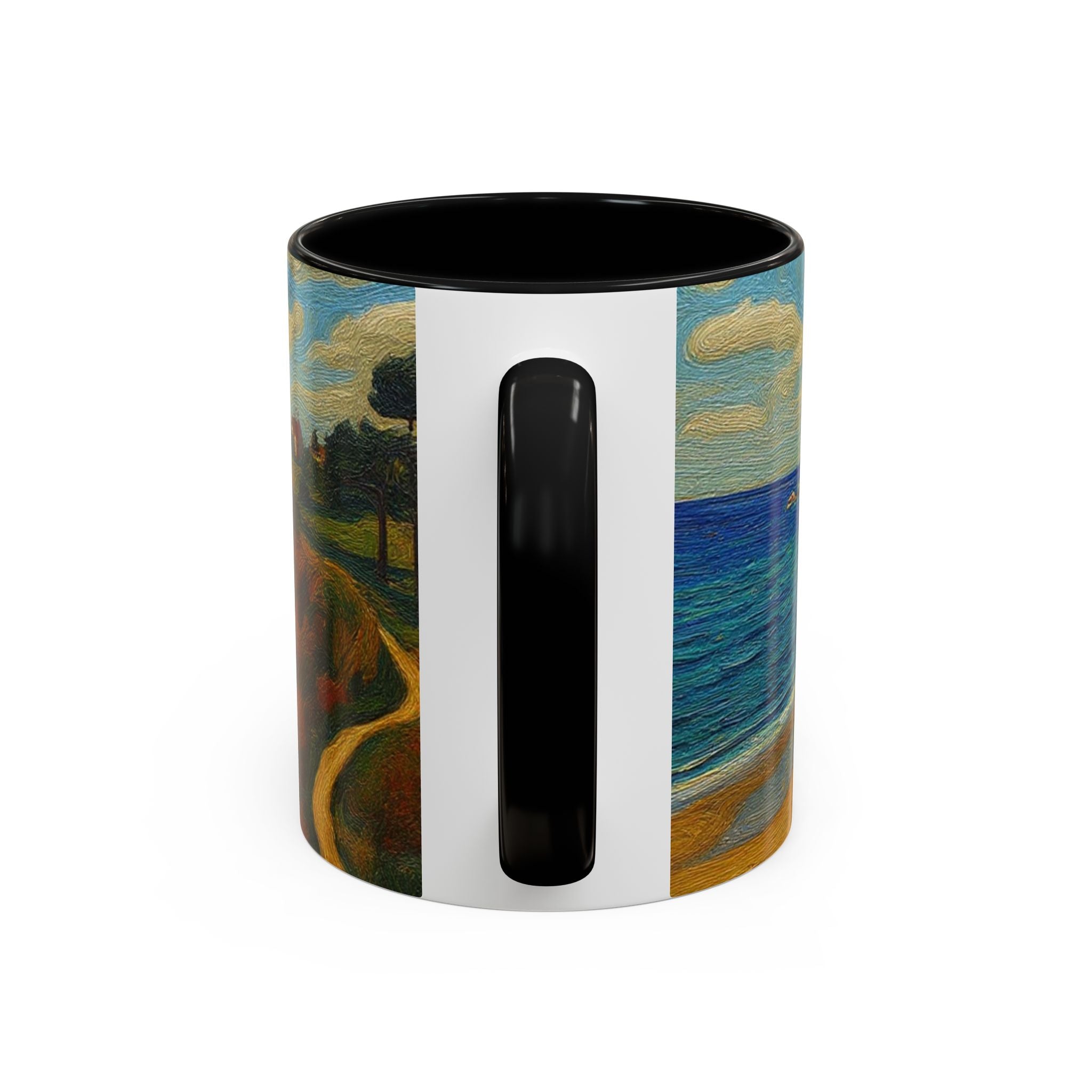 Coastal Landscape Coffee Mug — Vintage Seaside Painting Accent Mug