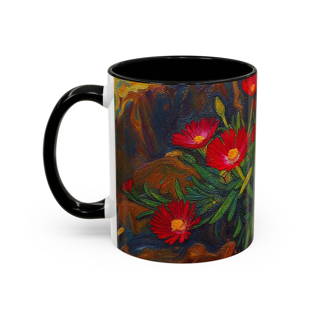 Floral Red Portulaca Accent Coffee Mug (11/15oz)