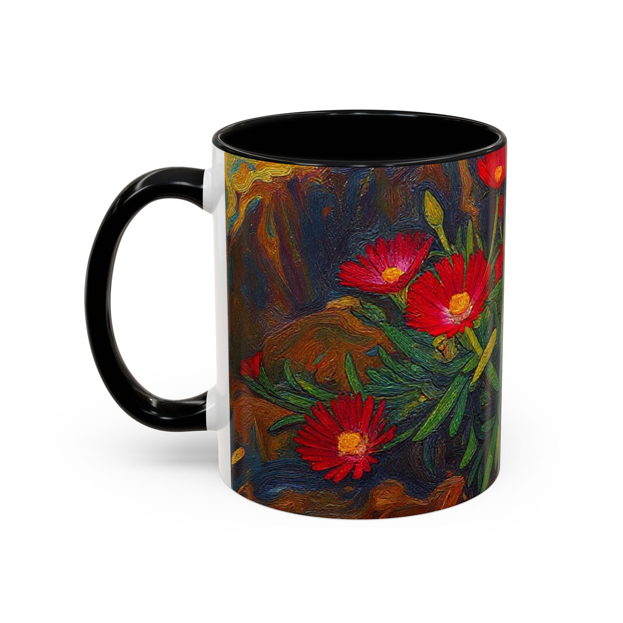 Floral Red Portulaca Accent Coffee Mug (11/15oz)