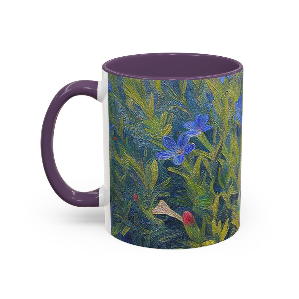 Floral Art Accent Coffee Mug — Blue Wildflower Garden Design (11/15oz)