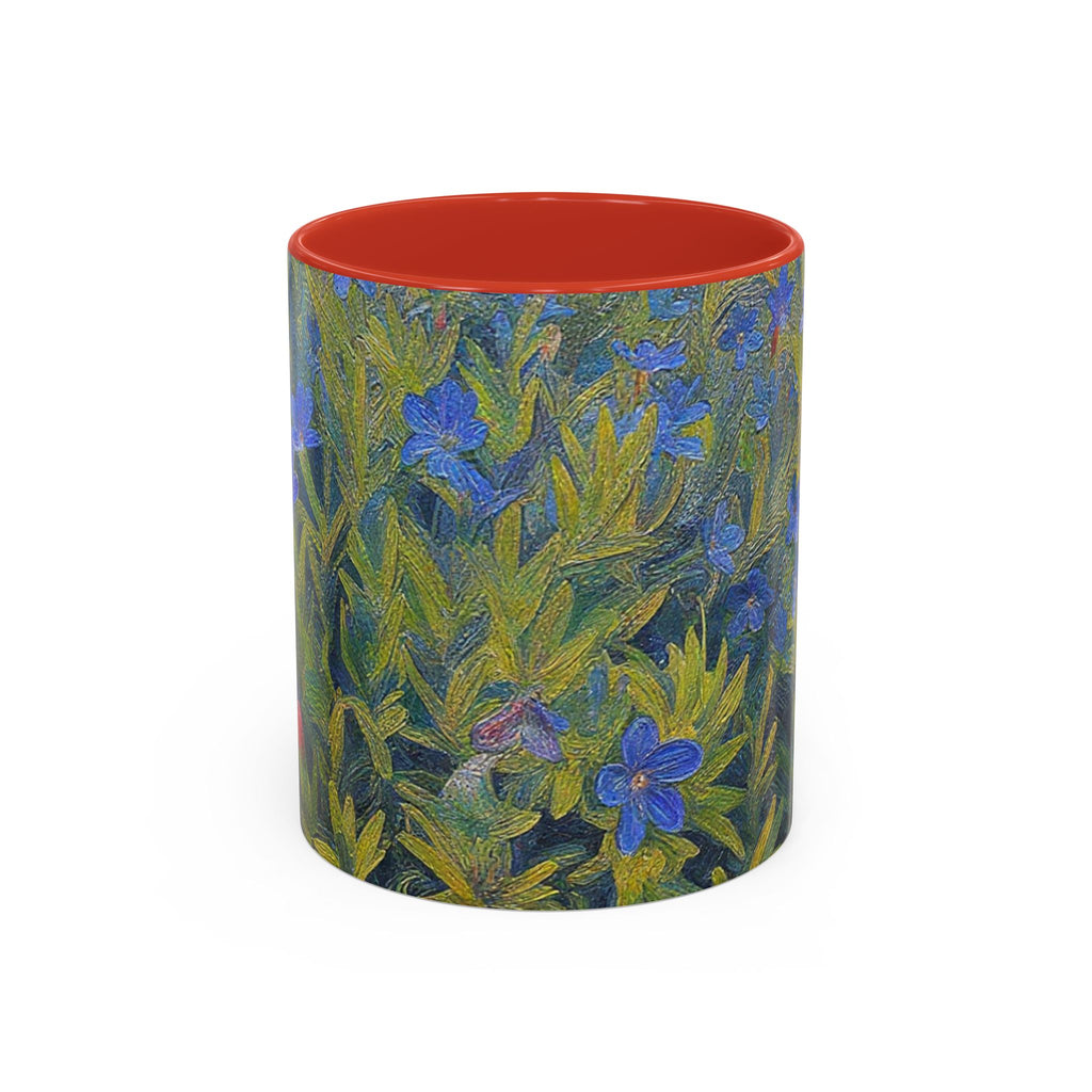 Floral Art Accent Coffee Mug — Blue Wildflower Garden Design (11/15oz)