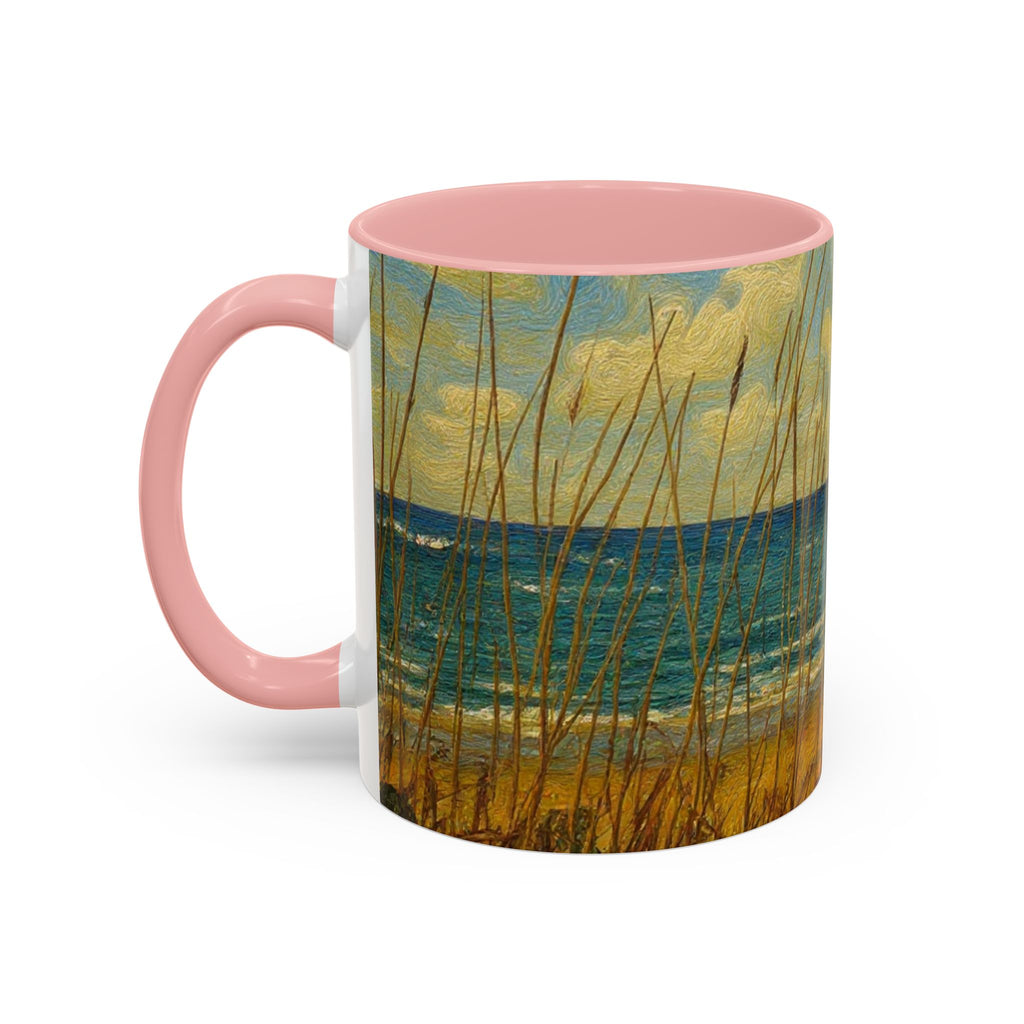 Coastal Beach Scene Accent Coffee Mug — Sea Dunes 11/15oz