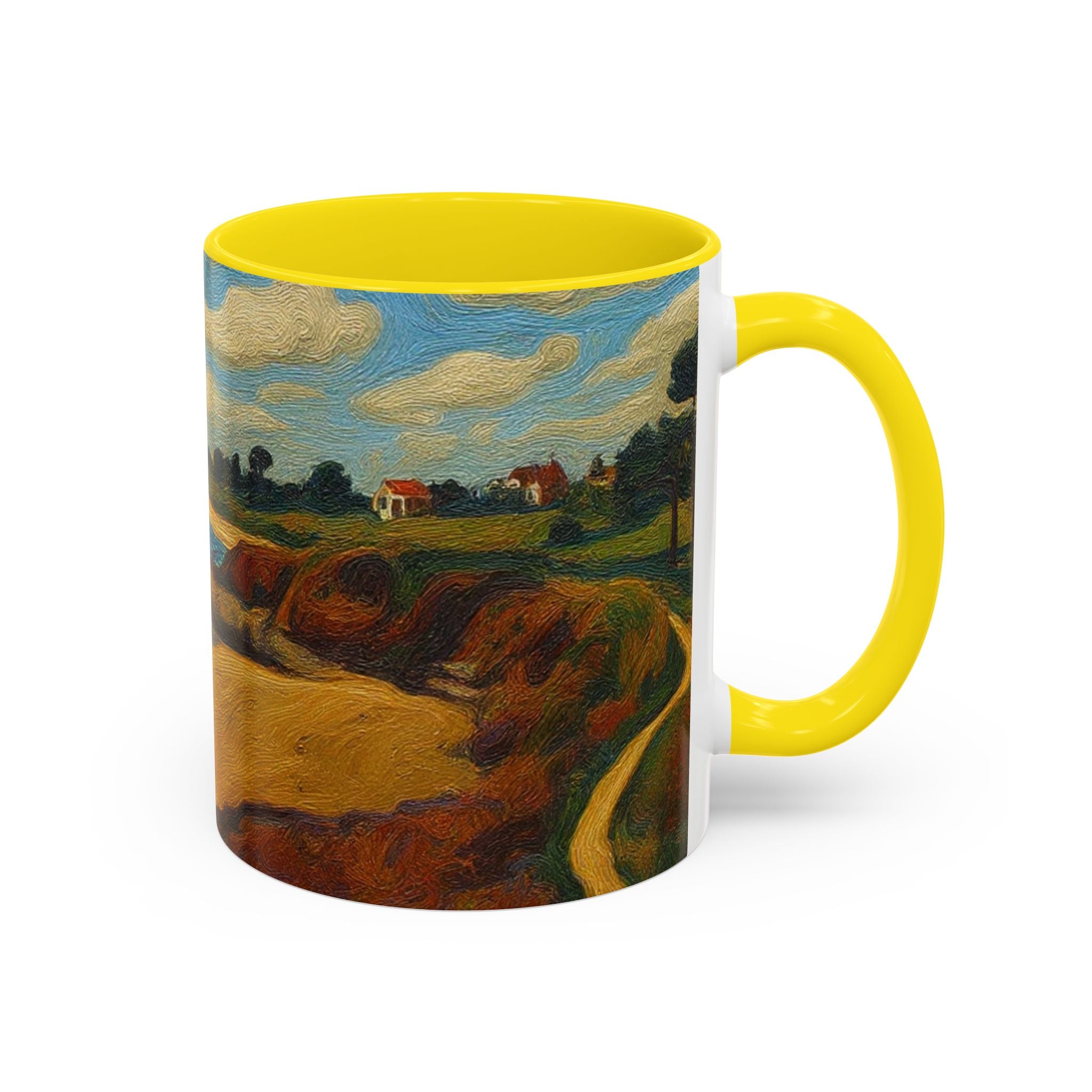 Coastal Landscape Coffee Mug — Vintage Seaside Painting Accent Mug