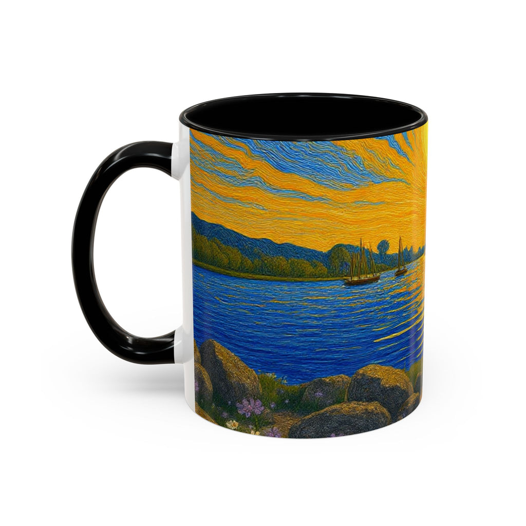 Sunset Harbor Art Coffee Mug — Vibrant Seascape Accent Mug (11/15 oz)