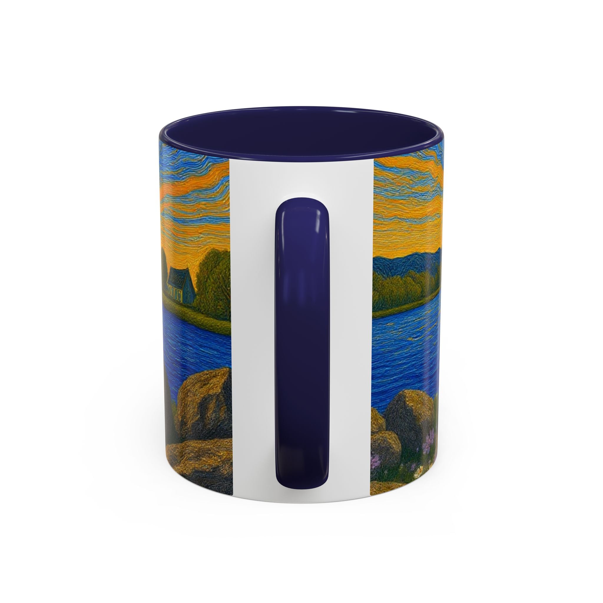 Sunset Harbor Art Coffee Mug — Vibrant Seascape Accent Mug (11/15 oz)