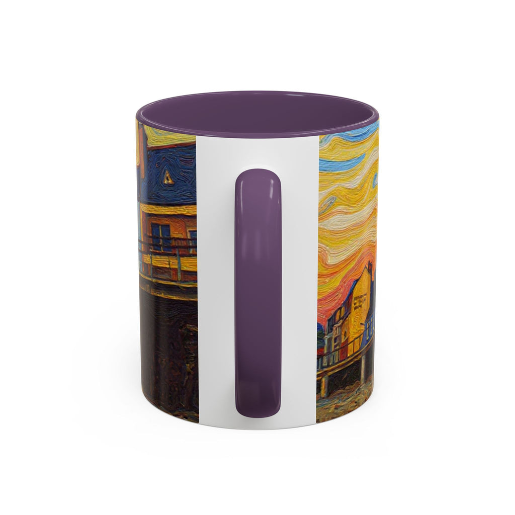 Harbor Pier Sunset Accent Coffee Mug — Scenic Seaside 11/15oz Ceramic